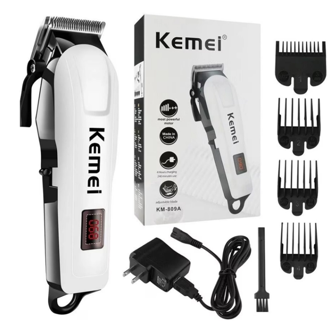 Kemei KM-809A Professional Rechargeable and Cordless Hair Clipper Runtime: 120 min Trimmer for Men Trimmer 120 min  Runtime 4 Length Settings 