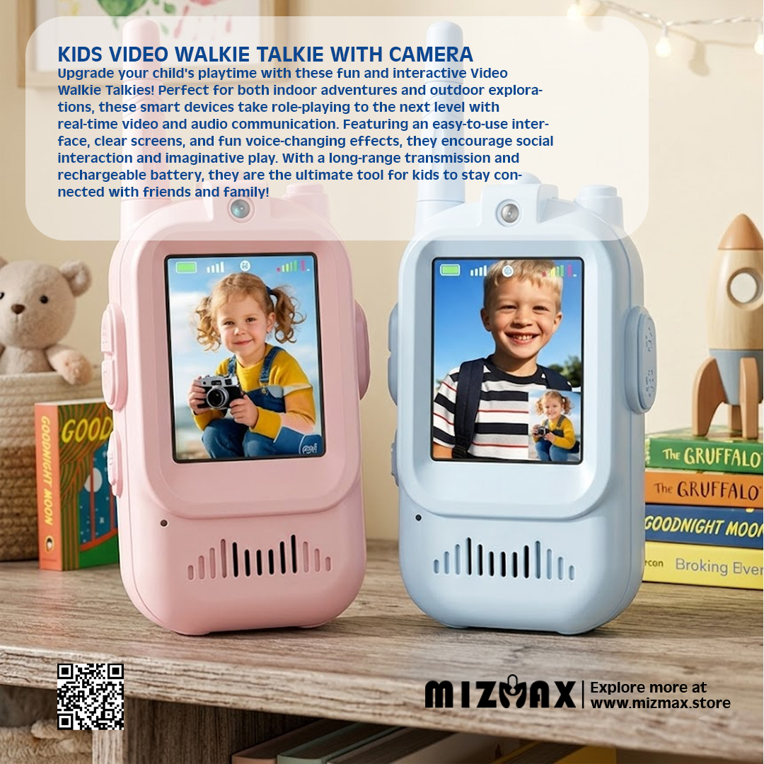 Kids Video Walkie Talkie with Camera (2 Pack, Rechargeable)
